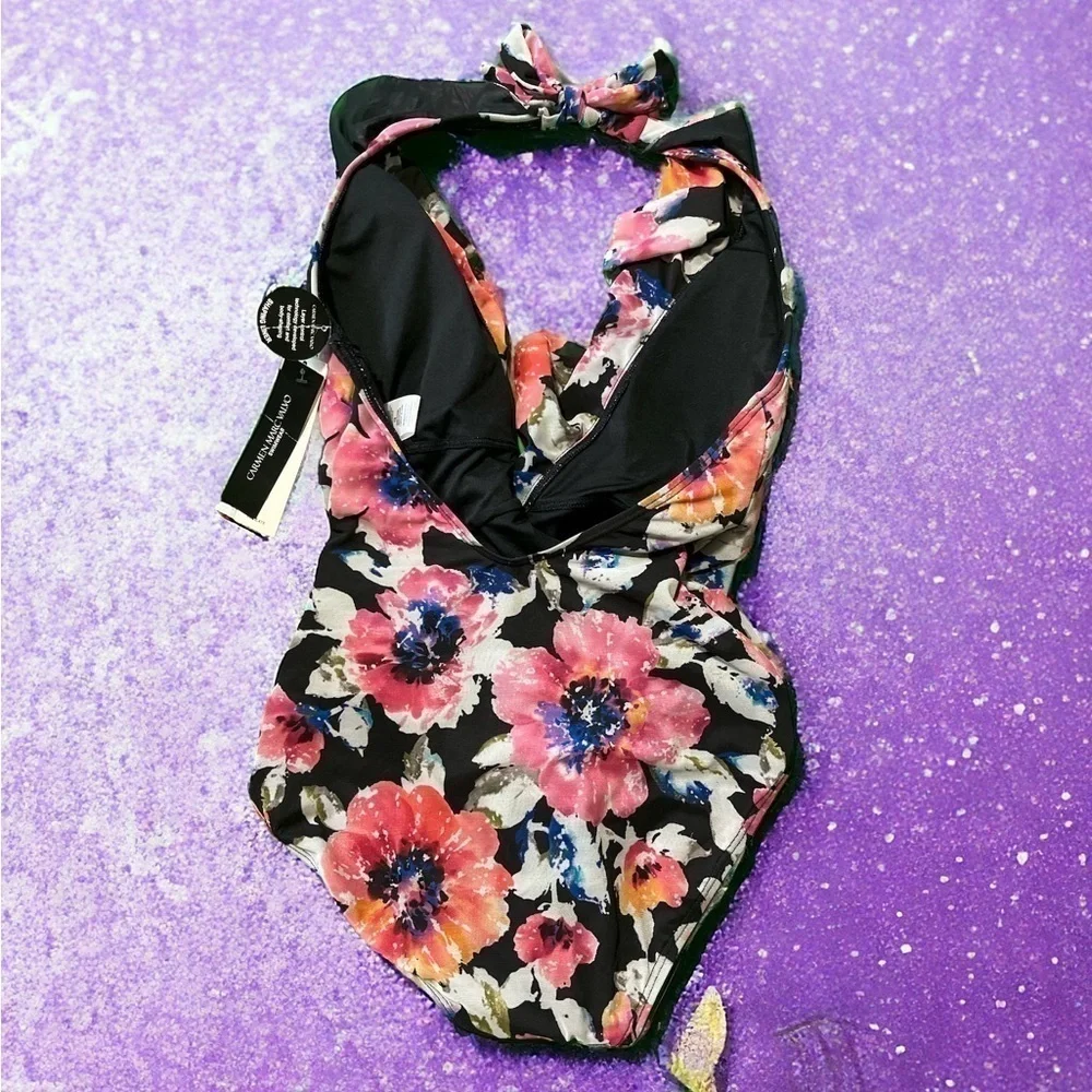 Carmen Marc Valvo One Piece Floral Swimsuit NWT